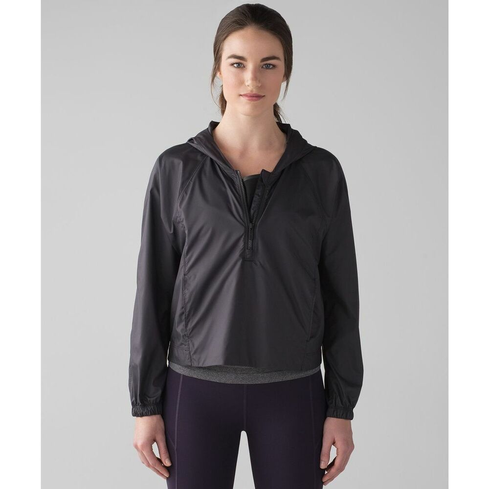 LULULEMON I Put a Shell On You Jacket Windbreaker Pullover BLACK size 8 EUC